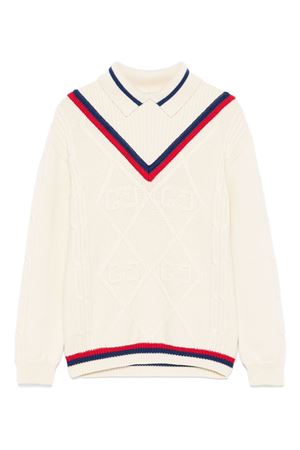 maglione in lana bianco GUCCI KIDS | 764117XKD3X9098